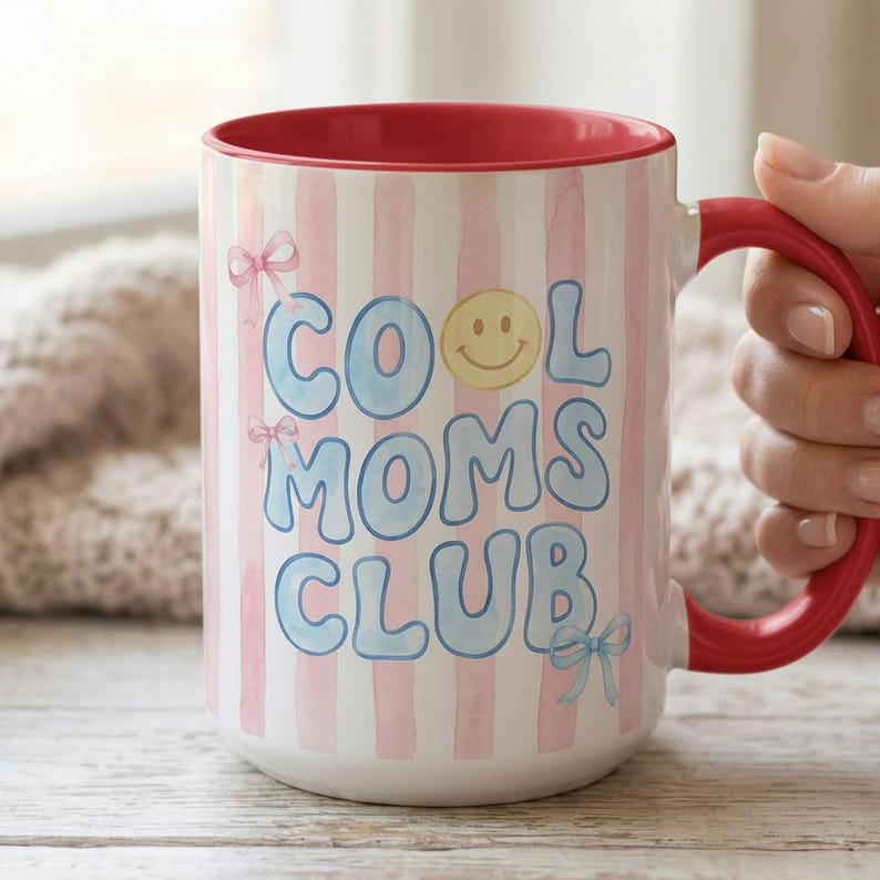Retro Cool Moms Club Mug, Trendy Mama, Mom Life, Mother's Day Gift, Mother Hood