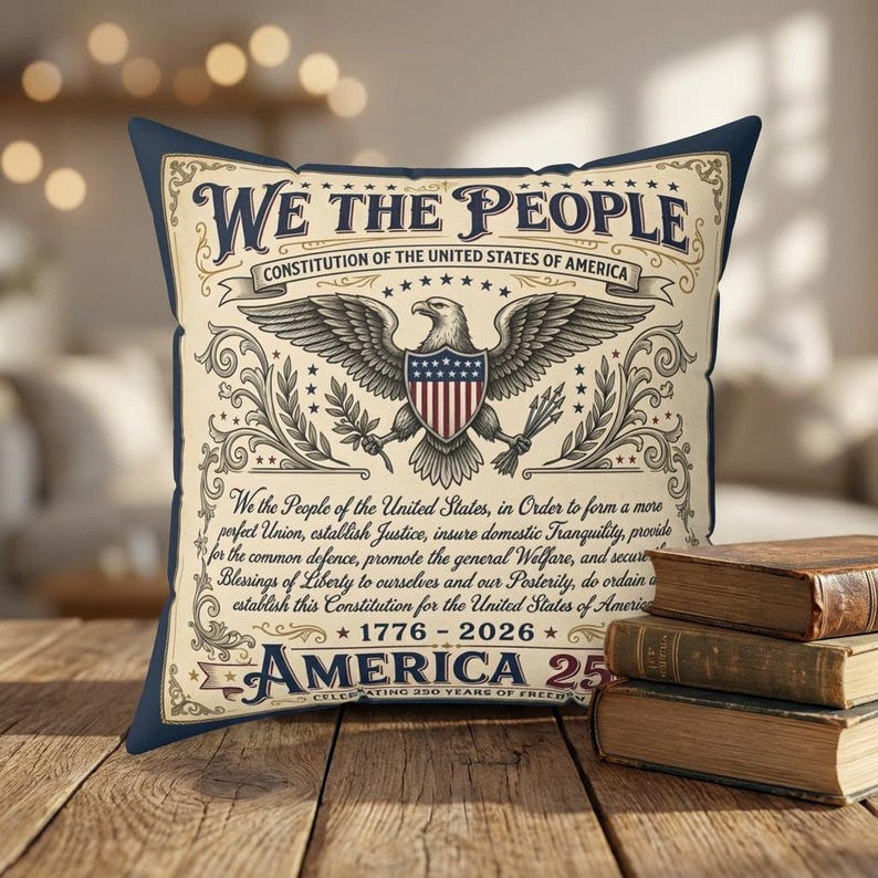 We The People Pillow, America 250 Throw Pillow Cover, Vintage 1776-2026 Patriotic