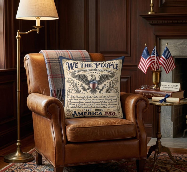 We The People Pillow, America 250 Throw Pillow Cover, Vintage 1776-2026 Patriotic