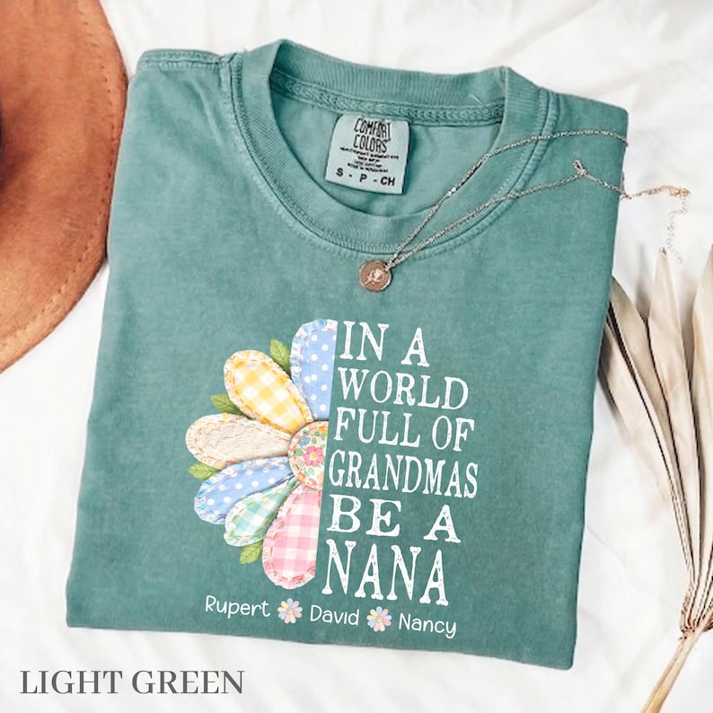 Personalized Nana Faux Patchwork T-Shirt, In A World Full Of Grandmas Be A Nana Tee, Mother's Day Gift for Grandma