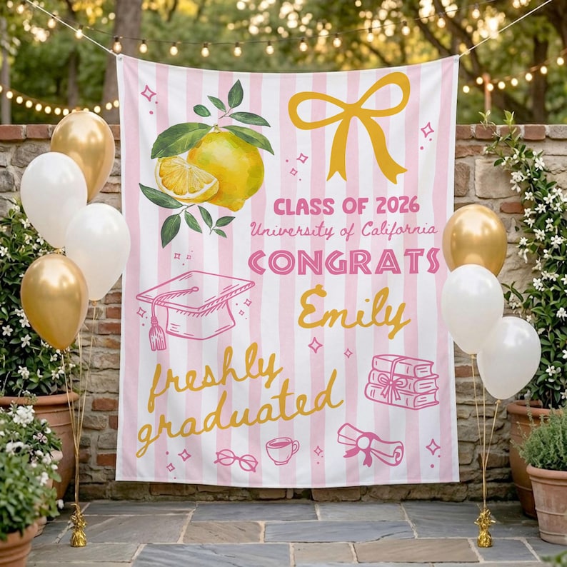 Personalized Freshly Graduated Banner, 2026 Graduation Tapestry, Graduation Party Decorations, Class of 2026 Sign, Graduation Party Welcome