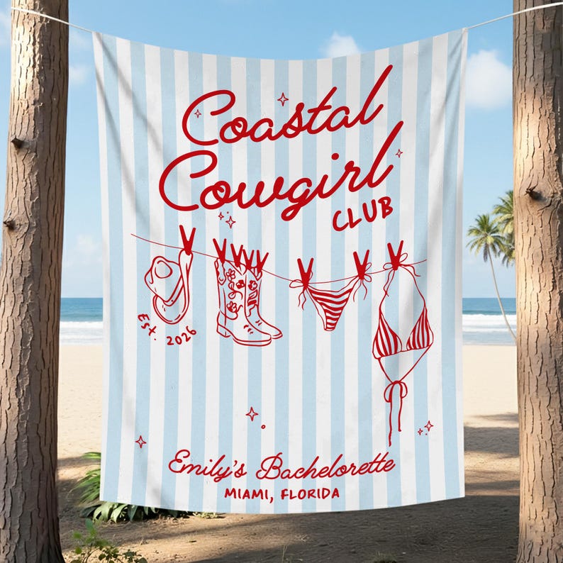 Coastal Cowgirl Bachelorette Party Banner, Custom Coastal Bachelorette Tapestry,Beach Bachelorette Photo Backdrop,Cowgirl Bridal Shower Sign