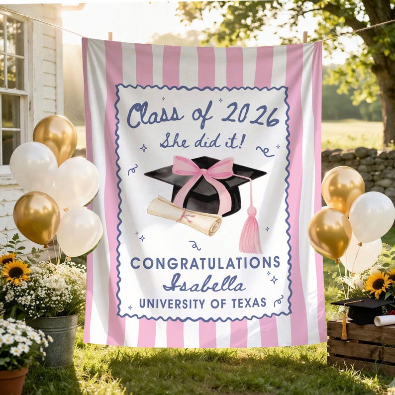 Custom Graduation Party Photo Backdrop,2026 Graduation Backdrop, Class of 2026 Grad Party Tapestry