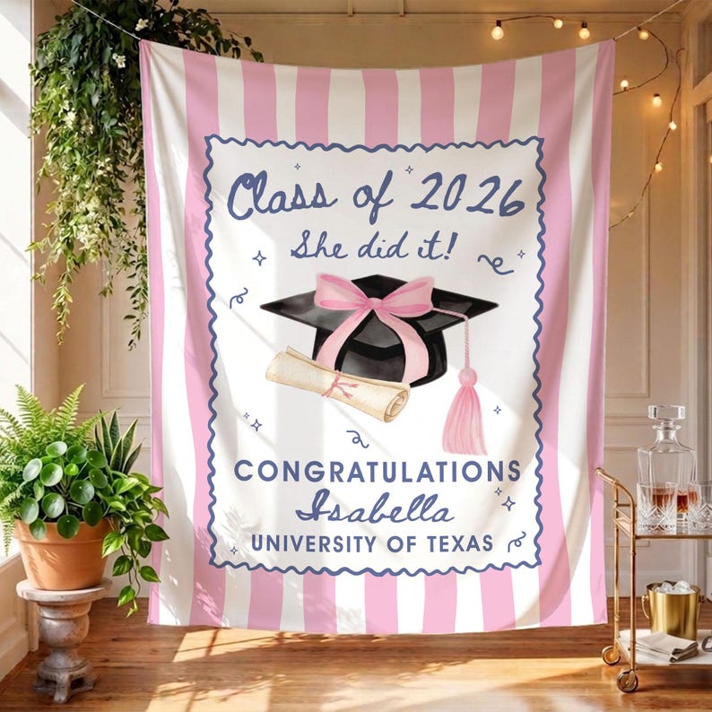 Custom Graduation Party Photo Backdrop,2026 Graduation Backdrop, Class of 2026 Grad Party Tapestry