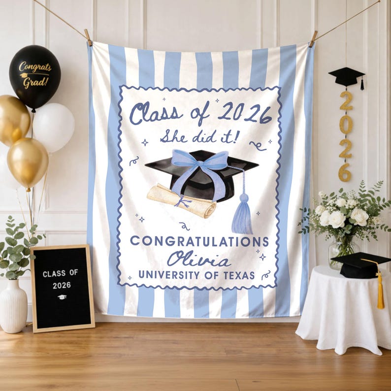 Custom Graduation Party Photo Backdrop,2026 Graduation Backdrop, Class of 2026 Grad Party Tapestry