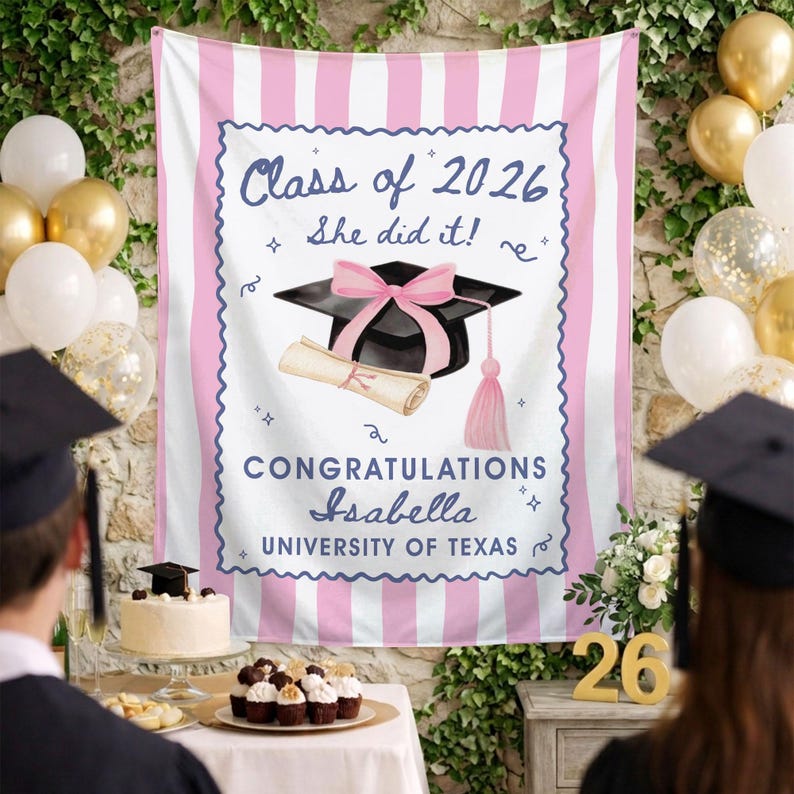 Custom Graduation Party Photo Backdrop,2026 Graduation Backdrop, Class of 2026 Grad Party Tapestry