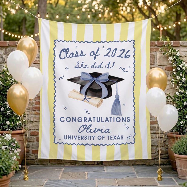 Custom Graduation Party Photo Backdrop,2026 Graduation Backdrop, Class of 2026 Grad Party Tapestry