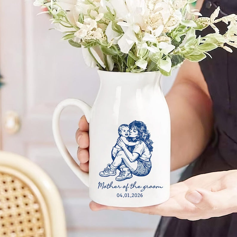 Custom Photo Flower Vase for Mom, Mother of The Groom, Mother of the Bride Gifts