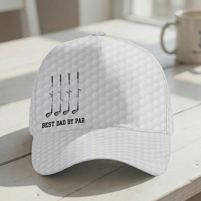 Personalized Best Dad By Par Cap, Custom Name Father Day Golf Gift