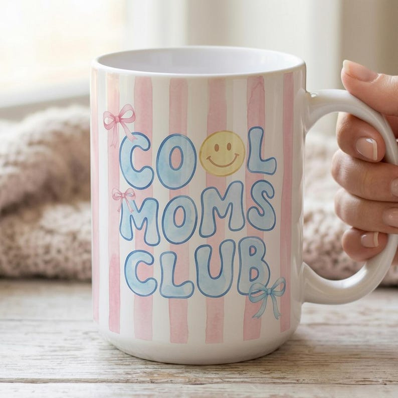 Retro Cool Moms Club Mug, Trendy Mama, Mom Life, Mother's Day Gift, Mother Hood