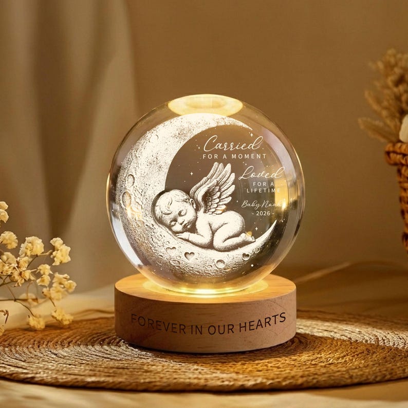 Personalized Baby Loss Memorial Crystal Ball LED Light, Miscarriage Memorial Gift