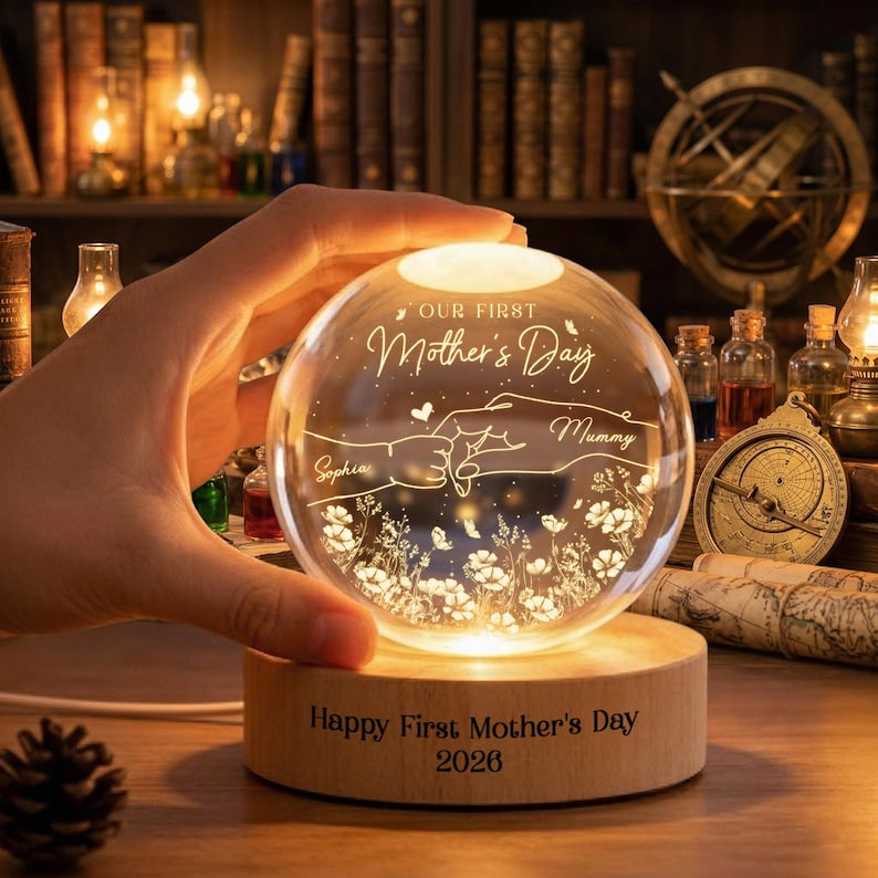 Custom First Mother's Day Crystal Ball Light Night