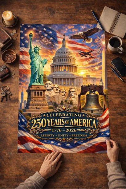 America 250th Anniversary Puzzle Statue of Liberty & Mount Rushmore