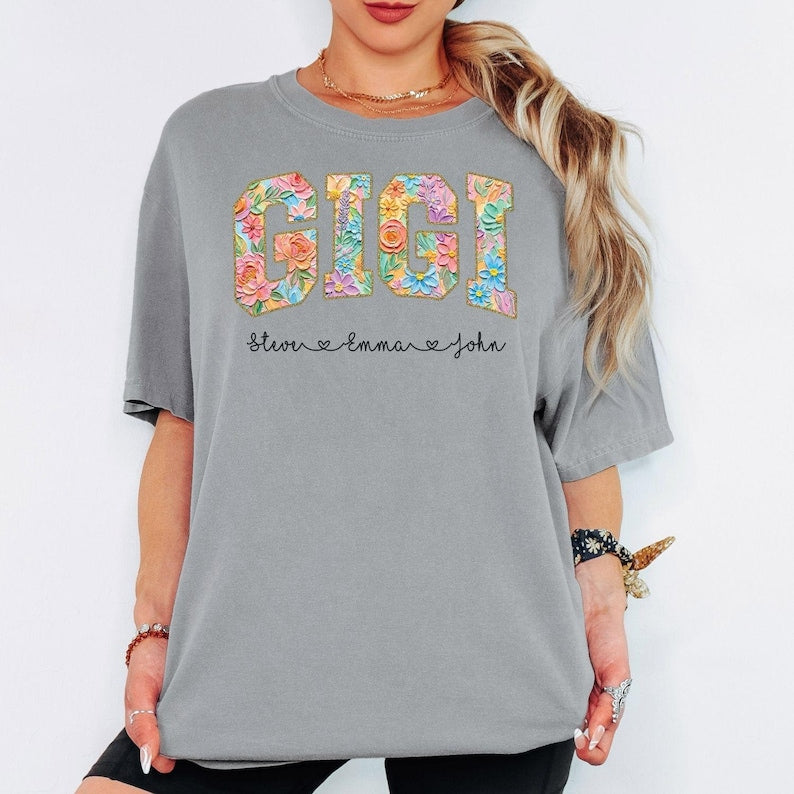 Mama Floral T-Shirt, Personalized Mama Shirt, Custom Kids Names Shirt, Mothers Day Gift, Floral Name Tee, Mom Gift Shirt