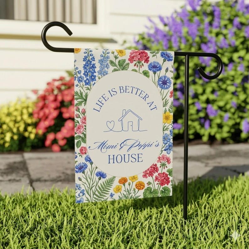 Personalized Floral Nana Grammy Grandmother Garden Flag