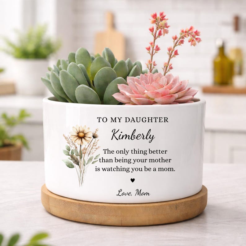 Personalized To My Daughter Ceramic Flower Pot, Mothers Day Gift