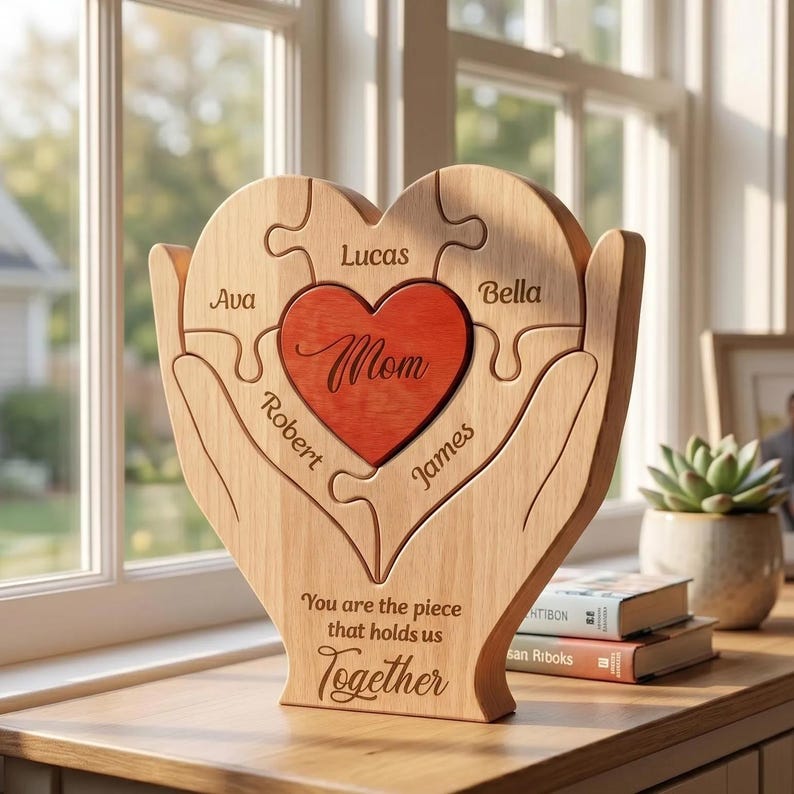 Personalized Mom You Are The Piece That Hold Us Together Wooden Family Puzzle