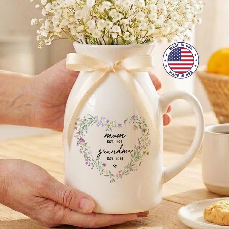 Mother's Day Vase Gift for New Grandma, Pregnancy Announcement Gifts