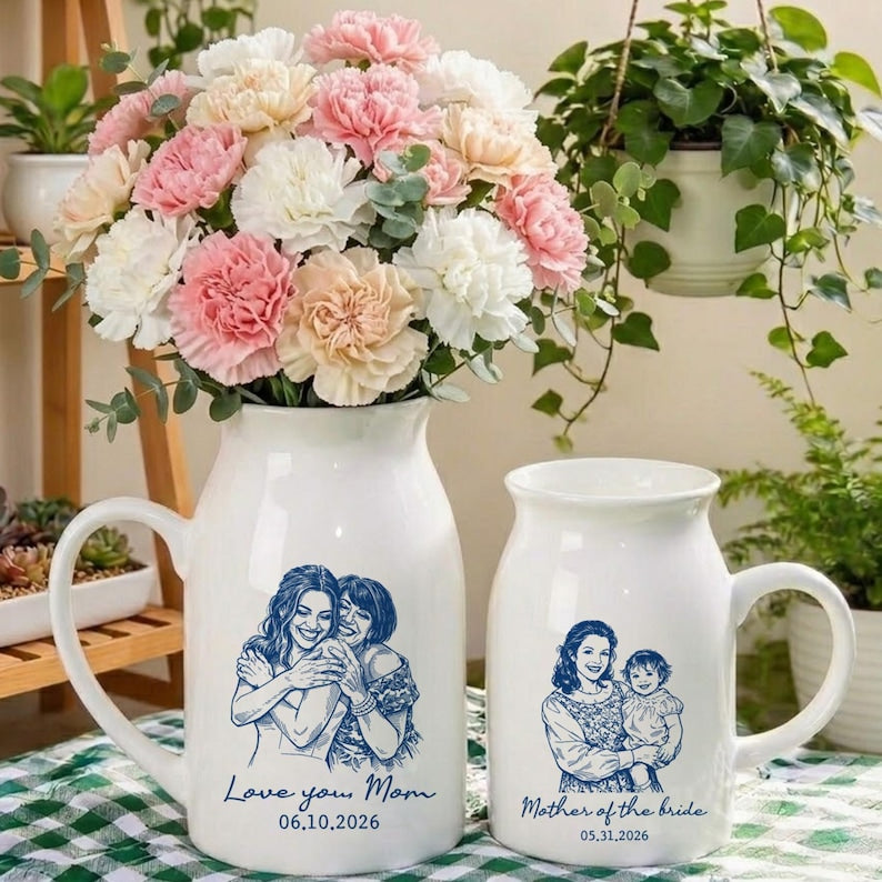 Custom Photo Flower Vase for Mom, Mother of The Groom, Mother of the Bride Gifts