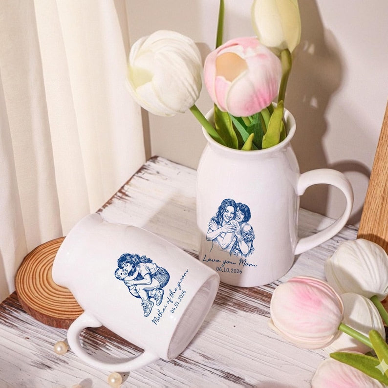 Custom Photo Flower Vase for Mom, Mother of The Groom, Mother of the Bride Gifts