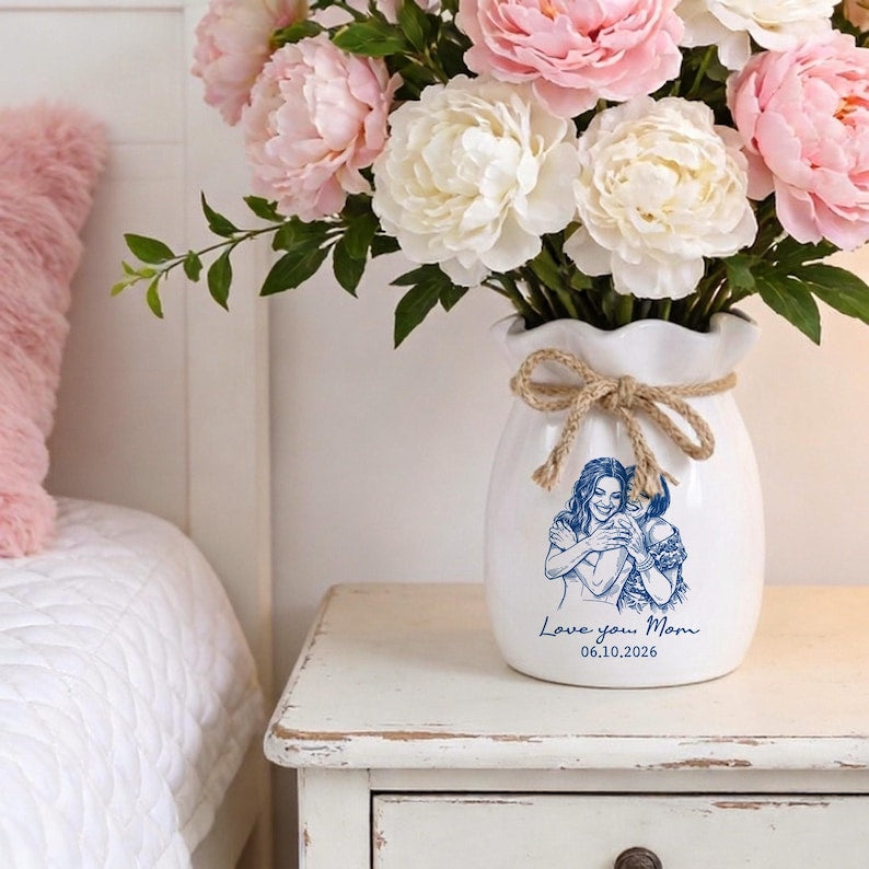 Custom Photo Flower Vase for Mom, Mother of The Groom, Mother of the Bride Gifts