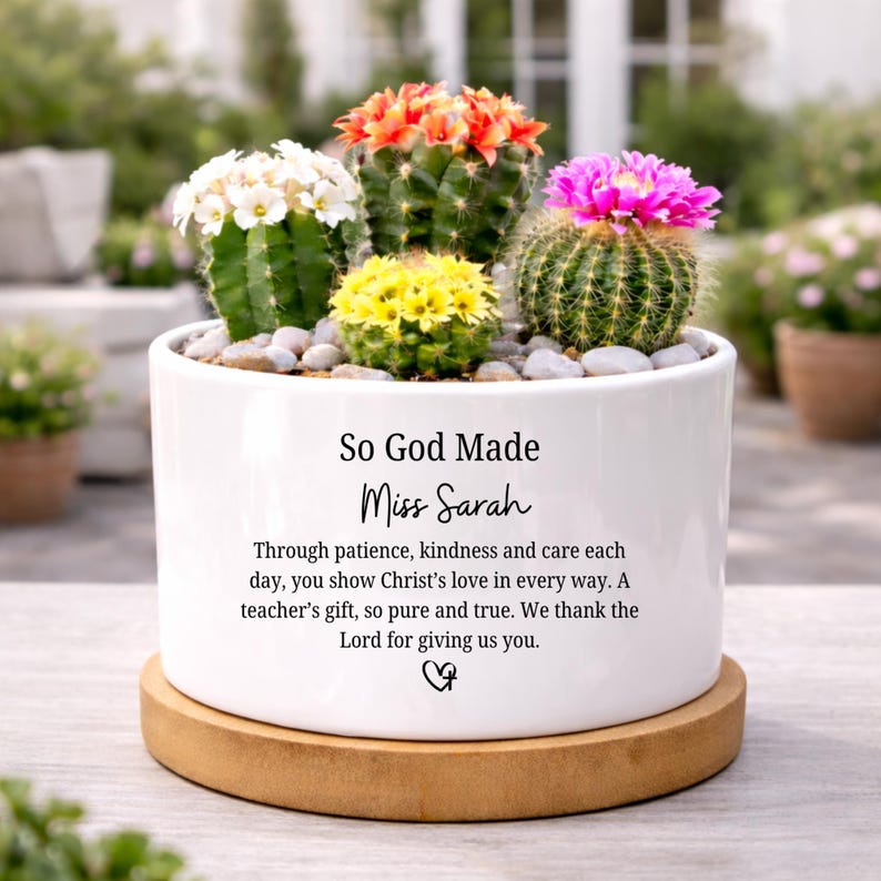 Personalized Christian So God Made Teacher Plant Pot, Faith Teacher Appreciation Gift