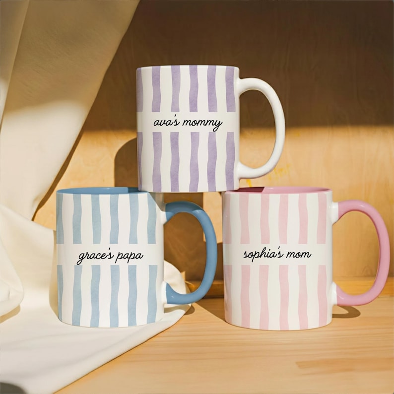 Custom Stripe New Dad Coffee Cup – First Time Dad Gift, New Parent Gift