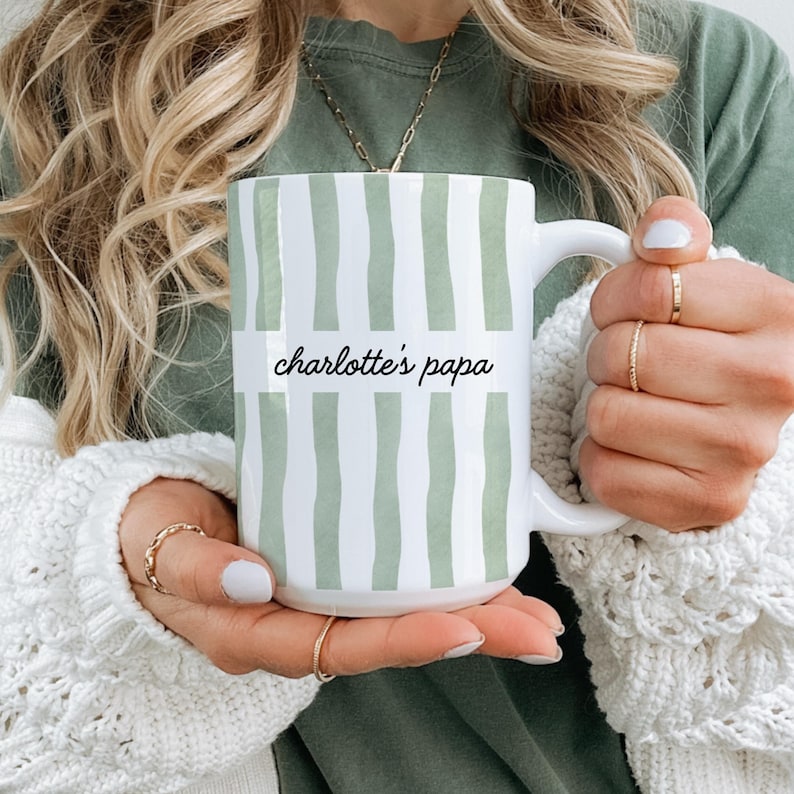 Custom Stripe New Dad Coffee Cup – First Time Dad Gift, New Parent Gift