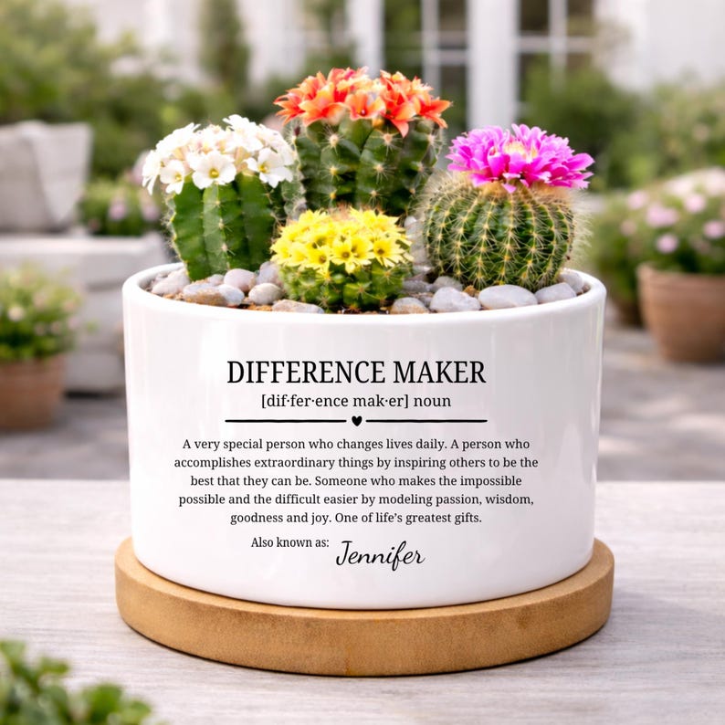 Personalized Difference Maker Ceramic Plant Pot, Thank You Gift