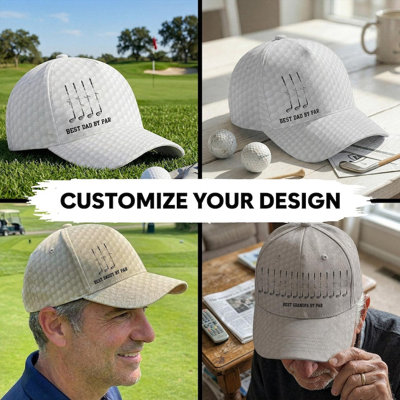 Personalized Best Dad By Par Cap, Custom Name Father Day Golf Gift