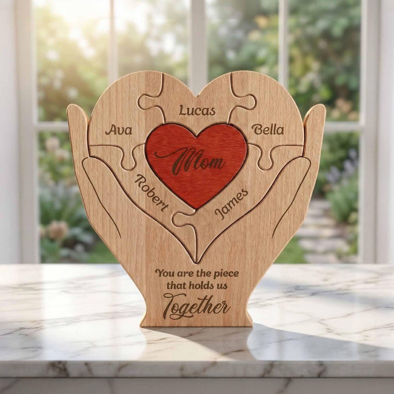 Personalized Mom You Are The Piece That Hold Us Together Wooden Family Puzzle