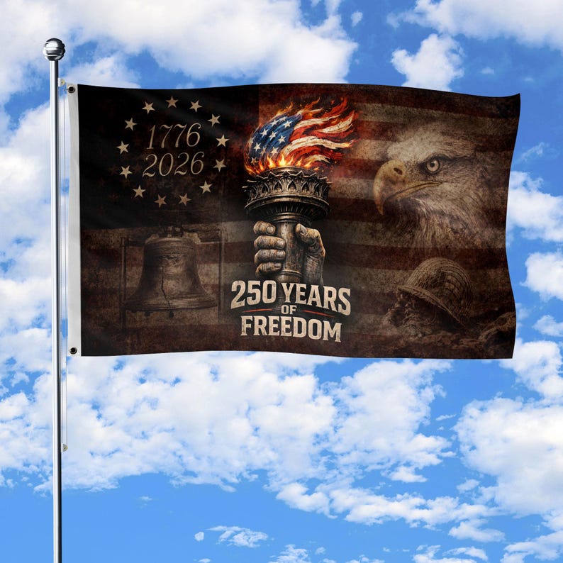 We The People 250th Anniversary Flag, USA Independence Day Decor