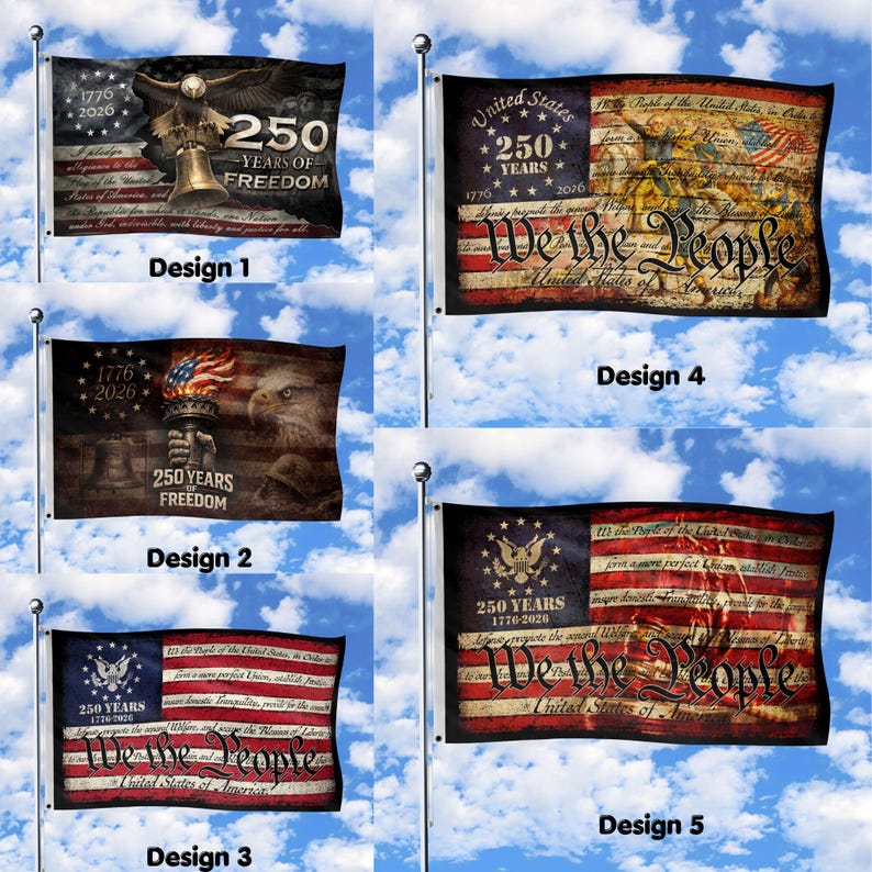 We The People 250th Anniversary Flag, USA Independence Day Decor