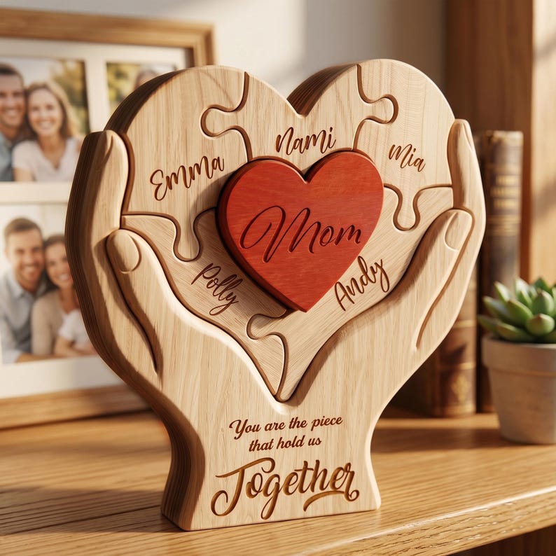 Personalized You Are The Piece That Holds Us Together Wooden Puzzle Sign