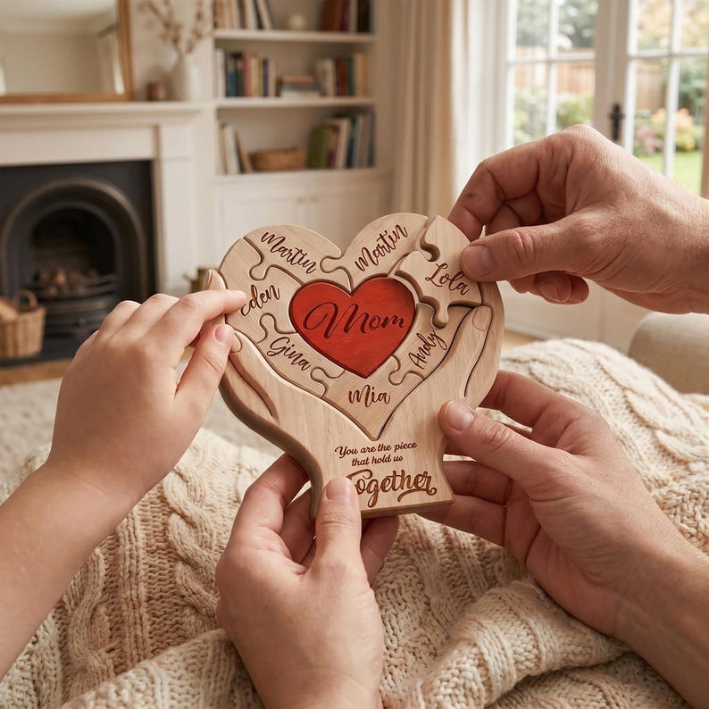 Personalized You Are The Piece That Holds Us Together Wooden Puzzle Sign