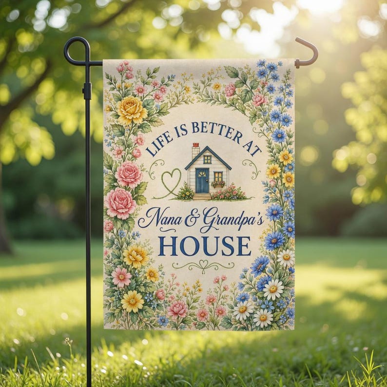Personalized Life Is Better At Grandparents House Garden Flag, Mother's Day Gift