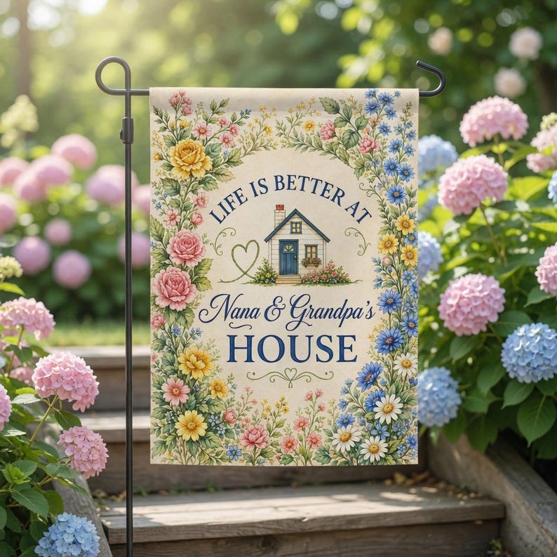 Personalized Life Is Better At Grandparents House Garden Flag, Mother's Day Gift