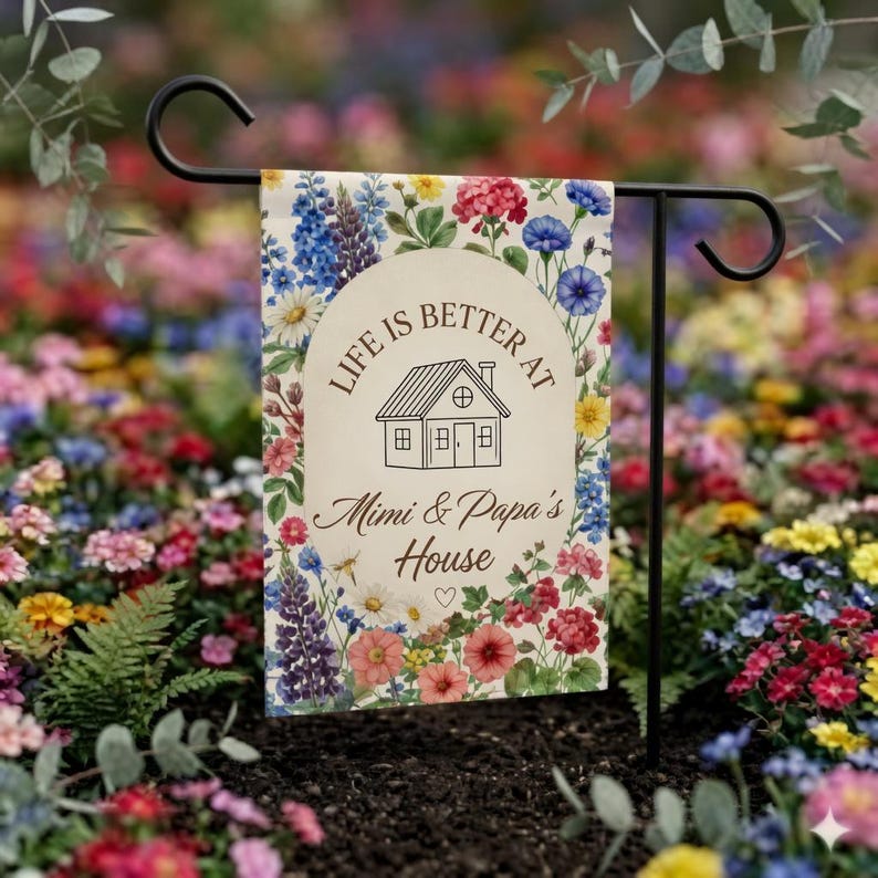 Personalized Floral Nana Grammy Grandmother Garden Flag, Mother's Day Gift