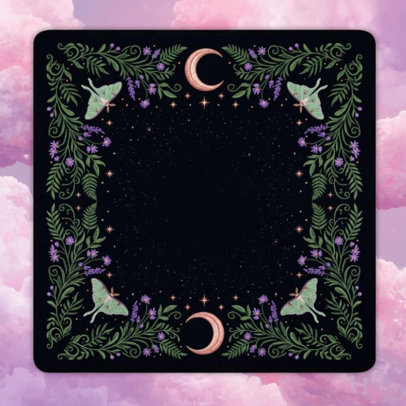 Witchy Botanical Mahjong Mat, Roll Up Mat with Bag, Mahjong Gift for Her, Game Night Gift