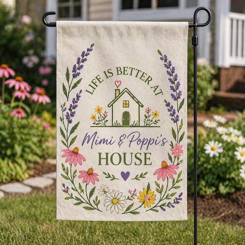 Personalized Floral Garden Flag, Nana Grammy Grandmother Personalized Flag