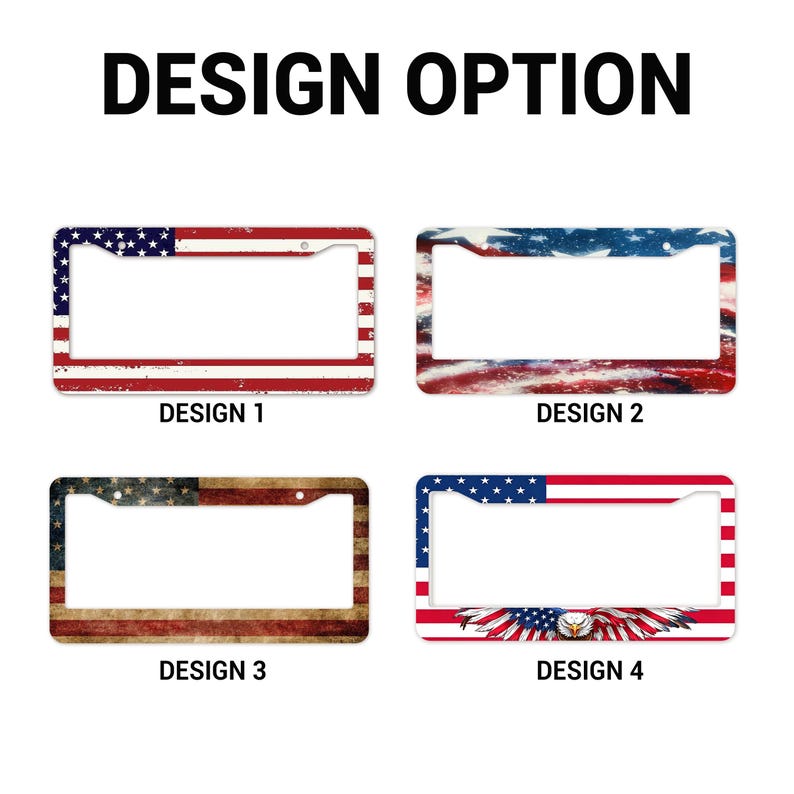 License Plate Frame USA Eagle Flag 250th Anniversary Custom Text Bald Eagle American Flag Patriotic Car Tag