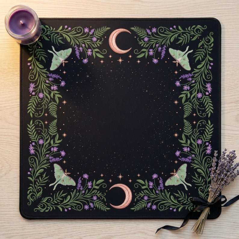 Witchy Botanical Mahjong Mat, Roll Up Mat with Bag, Mahjong Gift for Her, Game Night Gift