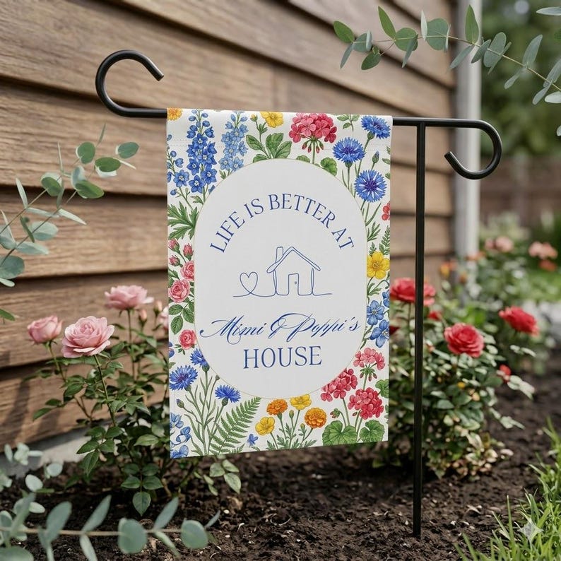 Personalized Floral Nana Grammy Grandmother Garden Flag