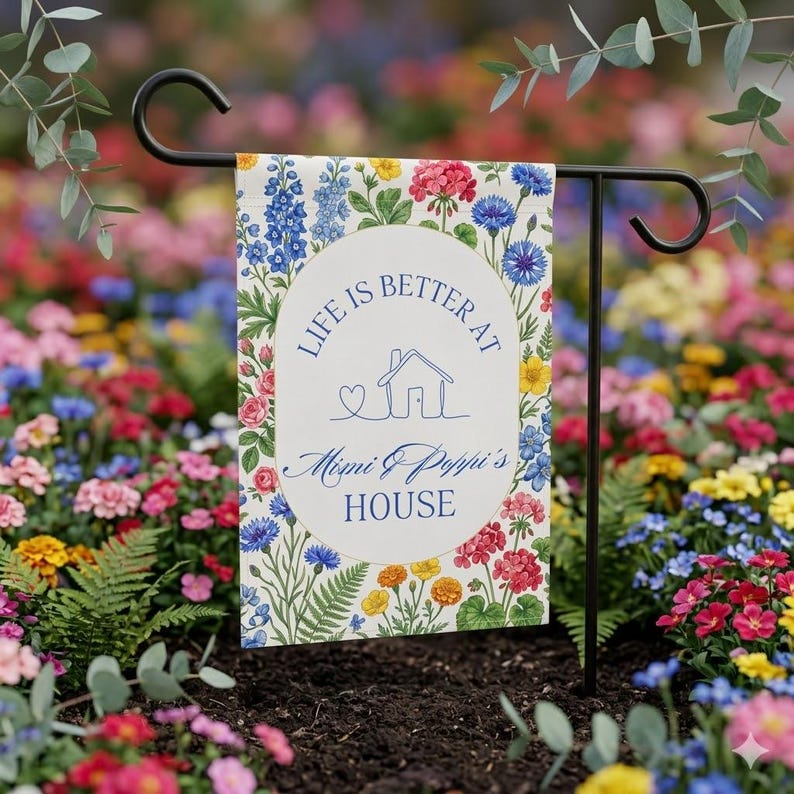 Personalized Floral Nana Grammy Grandmother Garden Flag