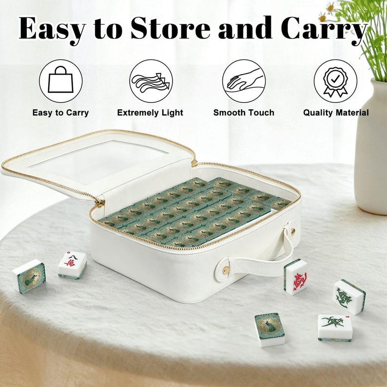 Peacock Mahjong Tile Set 166 Pieces, Luxury Mahjong Tiles, American Mahjong Game Set, Elegant Bird Design