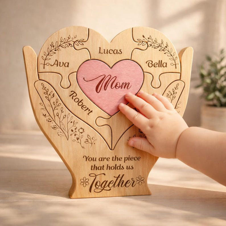 Personalized Mothers Day Wooden Puzzle, You Are The Piece That Holds Us Together