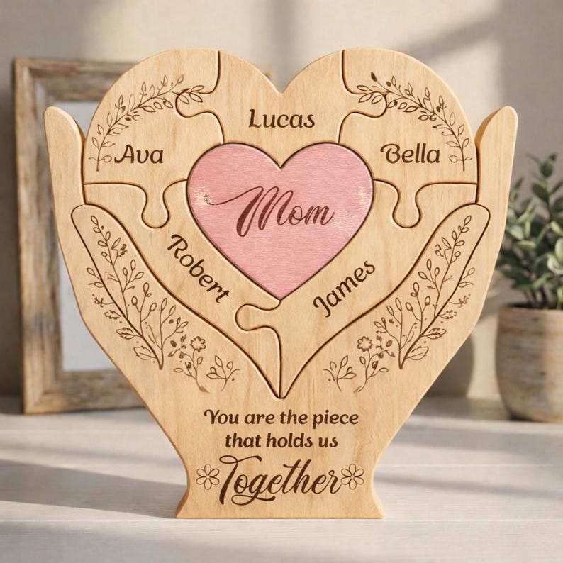 Personalized Mothers Day Wooden Puzzle, You Are The Piece That Holds Us Together