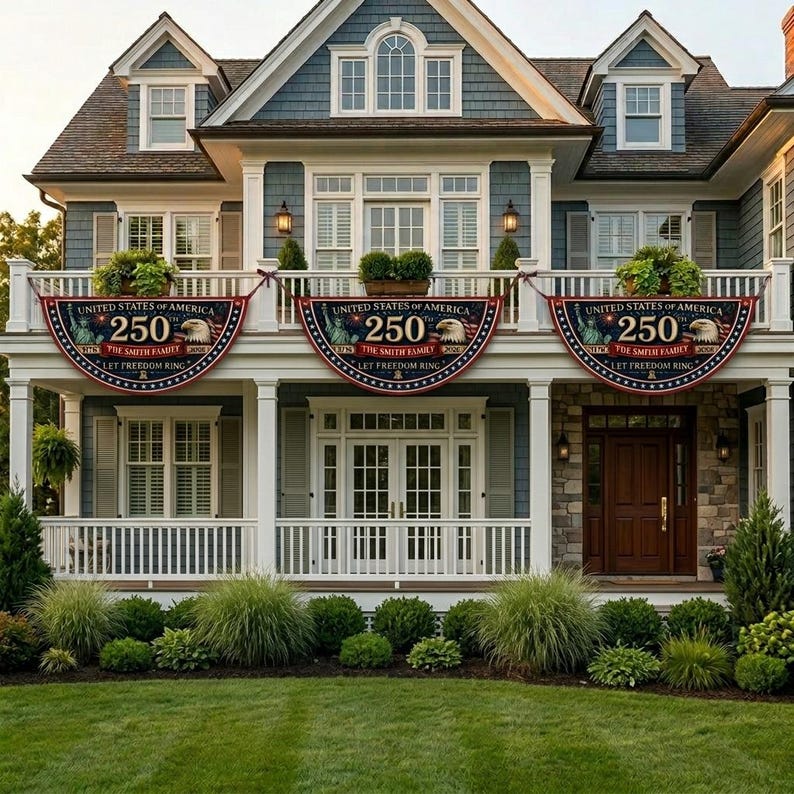 Custom Family Patriotic Flag, 250 Years of Freedom Bunting, Let Freedom Ring