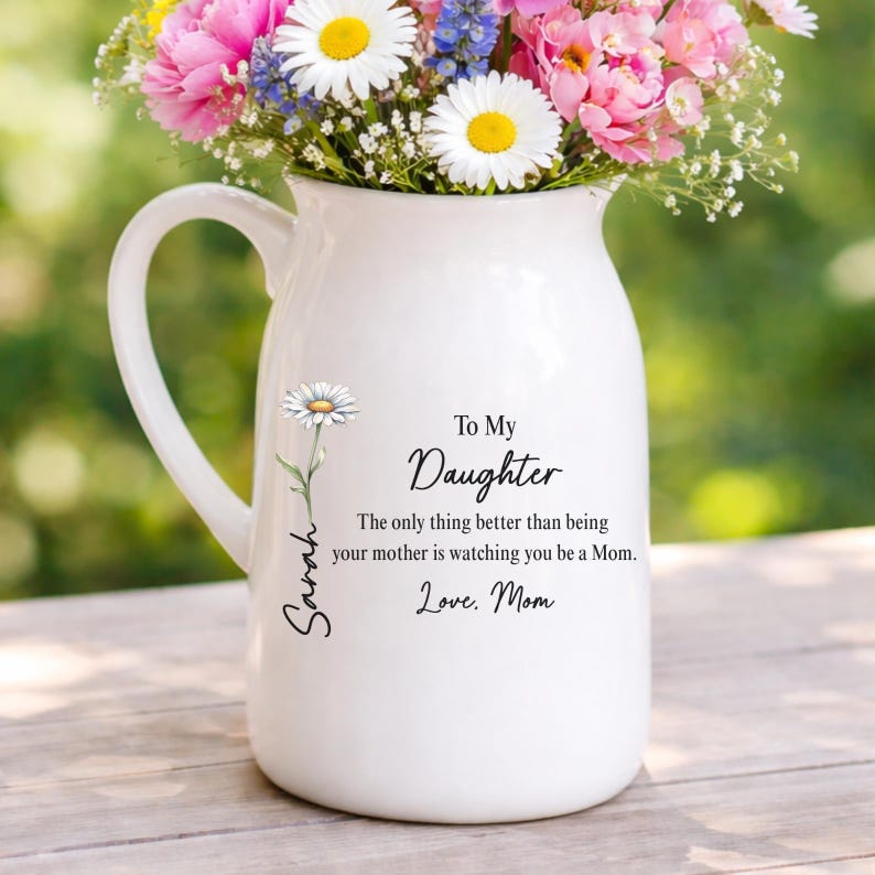 Personalized Daughter Flower Vase Gift, Mother’s Day Gift for Daughter Becoming Mom