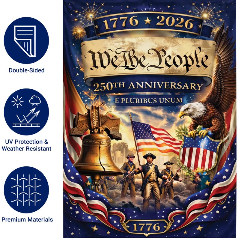 USA 250th Anniversary We The People House Flag, 1776 2026 Patriotic Flag
